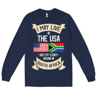 Navy South Africa American Flag USA South African Roots Gifts Long Sleeve Tee - trangStudio