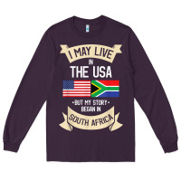 Plum South Africa American Flag USA South African Roots Gifts Long Sleeve Tee - trangStudio