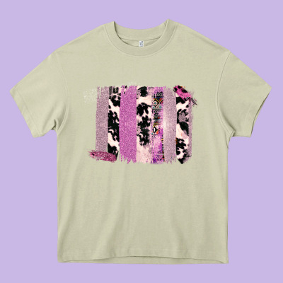 Purple Glitter Cowhide Pattern Brushstrokes Heavy Core Tee Designed By Bettercallsaul