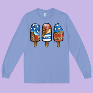 Patriotic Leopard Popsicles Long Sleeve Tee Designed By Jasminsmagicworld