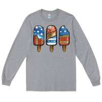 Heather Grey Patriotic Leopard Popsicles Long Sleeve Tee - Jasminsmagicworld