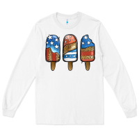 White Patriotic Leopard Popsicles Long Sleeve Tee - Jasminsmagicworld