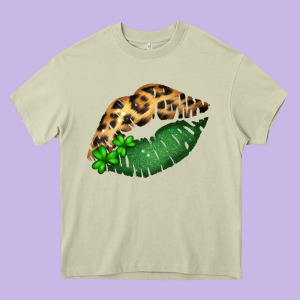 St. Patricks Day Leopard Lips Heavy Core Tee Designed By Bettercallsaul