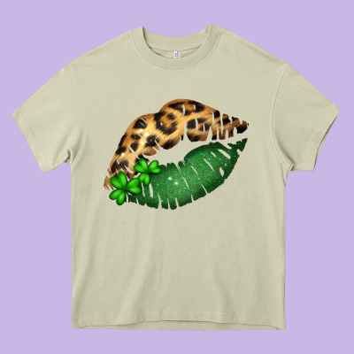 St. Patricks Day Leopard Lips Heavy Core Tee Designed By Bettercallsaul