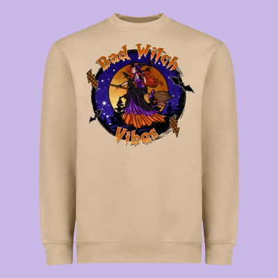 Bad Witch Vibes Heavyweight Sweatshirt Designed By Sublimationcraftshop