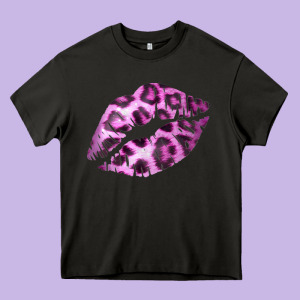 Pink Leopard Lips Heavy Core Tee Designed By Bettercallsaul