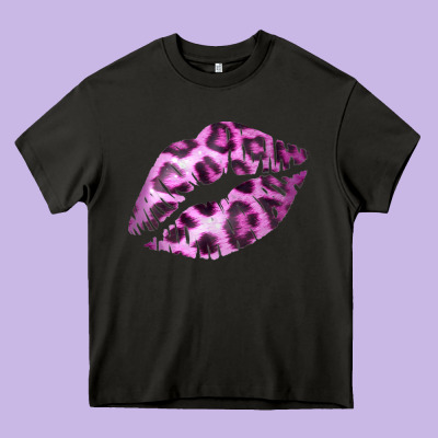 Pink Leopard Lips Heavy Core Tee Designed By Bettercallsaul