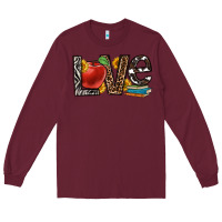 Burgundy love teacher Long Sleeve Tee - OliviaCreatesArt