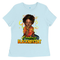 Baby Blue feeling blacknificent Ladies Tee - NancyCooperArtShop