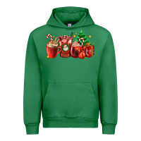Emerald Christmas coffee cups with gift and Christmas tree Urban Hoodie - AdoDesignShop