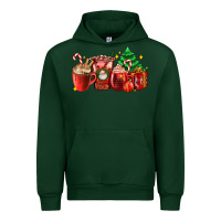 Forest Green Christmas coffee cups with gift and Christmas tree Urban Hoodie - AdoDesignShop