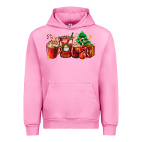 Fuchsia Pink Christmas coffee cups with gift and Christmas tree Urban Hoodie - AdoDesignShop