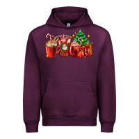 Mauve Wine Christmas coffee cups with gift and Christmas tree Urban Hoodie - AdoDesignShop