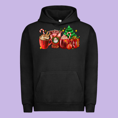 Christmas Coffee Cups With Gift And Christmas Tree Urban Hoodie Designed By Adodesignshop