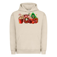 Pigment French Oak Christmas coffee cups with gift and Christmas tree Urban Hoodie - AdoDesignShop