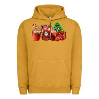 Pigment Peanut Butter Christmas coffee cups with gift and Christmas tree Urban Hoodie - AdoDesignShop