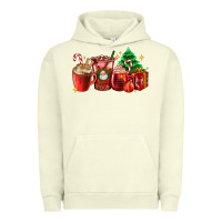 Pigment Pistachio Christmas coffee cups with gift and Christmas tree Urban Hoodie - AdoDesignShop