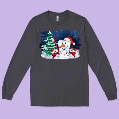 Teeth Snow Party Costom Ado Long Sleeve Tee Designed By Oliviacreatesart