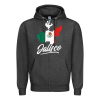 Charcoal Heather Mexico Jalisco Mexican Flag Gift Zipper Hoodie - trangStudio