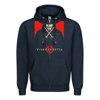 Navy V For Vendetta Freedom Forever Zipper Hoodie - trangStudio