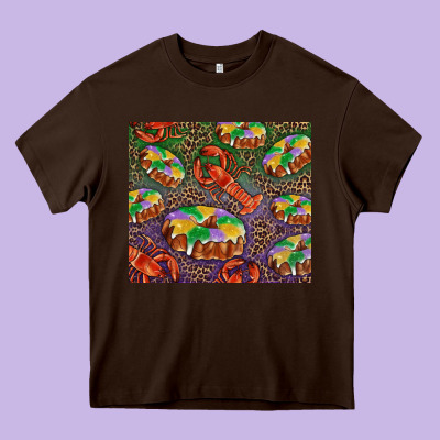 Mardi Gras King Cake And Crawfish Heavy Core Tee Designed By Ranaportraitstore