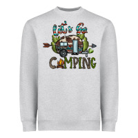 Heather Grey let's go camping Heavyweight Sweatshirt - CowhideDigitalArt