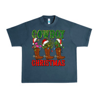 Midnight Navy cowboy christmas boots cactus Urban Heavy Tee - CowGirlArtShop