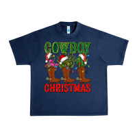 Navy cowboy christmas boots cactus Urban Heavy Tee - CowGirlArtShop