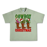 Oil Green cowboy christmas boots cactus Urban Heavy Tee - CowGirlArtShop
