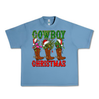 Pebble Blue cowboy christmas boots cactus Urban Heavy Tee - CowGirlArtShop