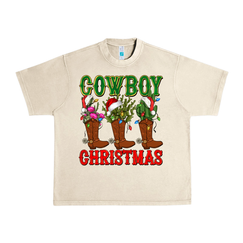 Cowboy Christmas Boots Cactus Urban Heavy Tee by CowGirlArtShop | Teevron