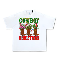 White cowboy christmas boots cactus Urban Heavy Tee - CowGirlArtShop