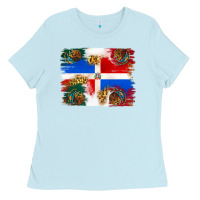 Baby Blue Mexican and Puerto Rico Flag Ladies Tee - texasbilliewilder