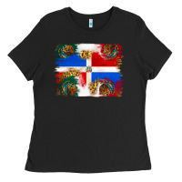 Black Mexican and Puerto Rico Flag Ladies Tee - texasbilliewilder