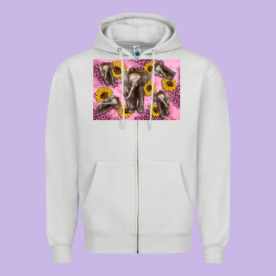 Baby Elephant Sunflowers Kid's Bottle Zipper Hoodie Designed By Artiststas