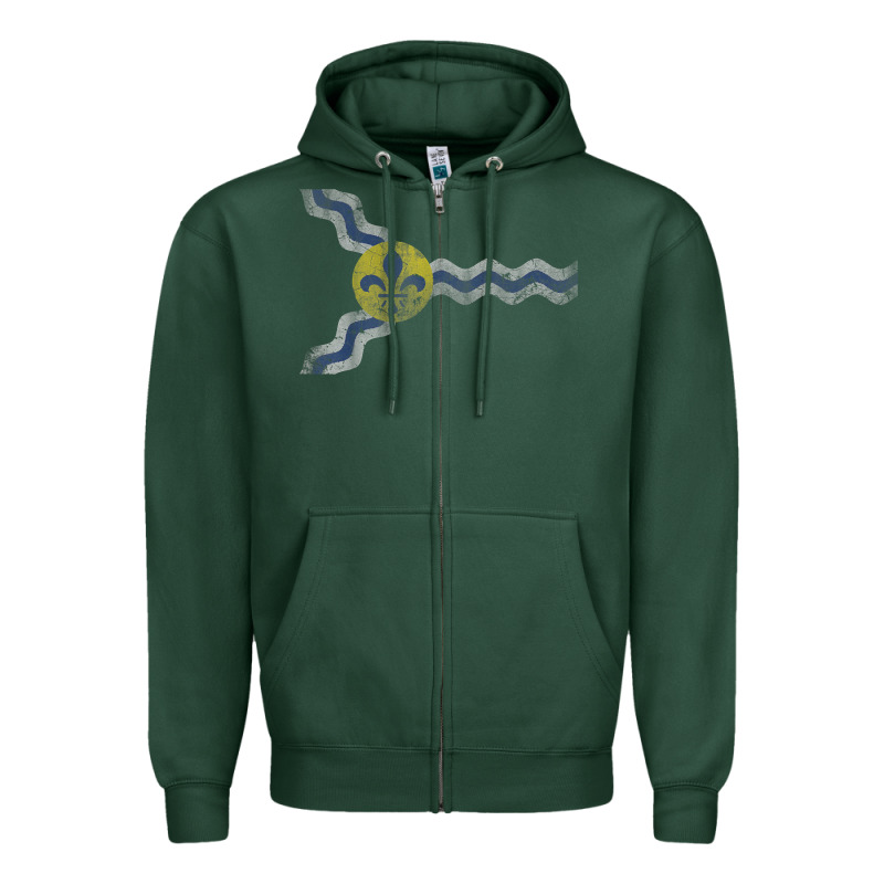 St Louis Missouri Flag Vintage Faded Home Family Zipper Hoodie by trangStudio | Teevron