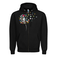 Black Womens Funny Dandelion Books Gift For Reading Lover Women Girls V-Neck Zipper Hoodie - trangStudio