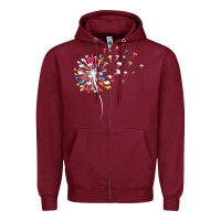 Burgundy Womens Funny Dandelion Books Gift For Reading Lover Women Girls V-Neck Zipper Hoodie - trangStudio