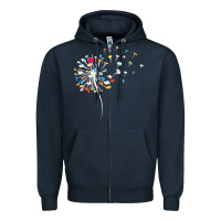 Navy Womens Funny Dandelion Books Gift For Reading Lover Women Girls V-Neck Zipper Hoodie - trangStudio