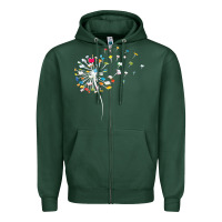 Sports Green Womens Funny Dandelion Books Gift For Reading Lover Women Girls V-Neck Zipper Hoodie - trangStudio