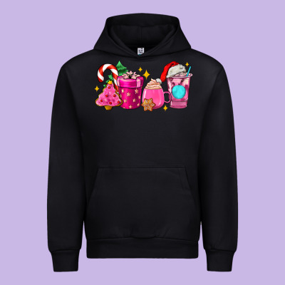 Pink Christmas Coffee Cups Urban Hoodie Designed By Adodesignshop