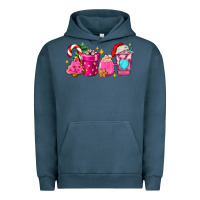 Pigment Midnight Navy pink christmas coffee cups Urban Hoodie - AdoDesignShop