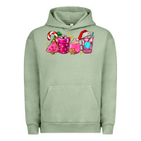 Pigment Oil Green pink christmas coffee cups Urban Hoodie - AdoDesignShop