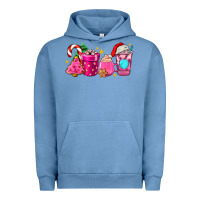 Pigment Pebble Blue pink christmas coffee cups Urban Hoodie - AdoDesignShop