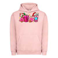 Pigment Salmon pink christmas coffee cups Urban Hoodie - AdoDesignShop