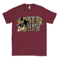Burgundy Yee haw Cowboy western Classic Tee - HowdyJamesFarm