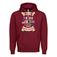Burgundy South Africa American Flag USA South African Roots Gifts Zipper Hoodie - trangStudio