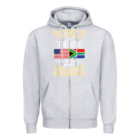 Heather Grey South Africa American Flag USA South African Roots Gifts Zipper Hoodie - trangStudio