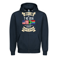 South Africa American Flag Usa South African Roots Gifts Zipper Hoodie | Teevron