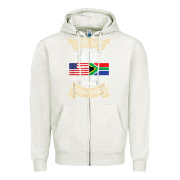 Oatmeal Heather South Africa American Flag USA South African Roots Gifts Zipper Hoodie - trangStudio